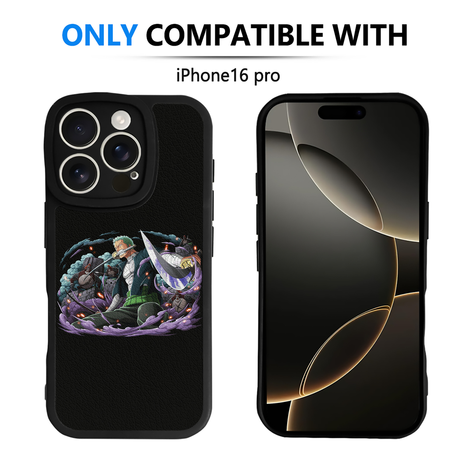 （画像用） ワンピース ロロノア・ゾロ ONE PIECE Roronoa Zoro 【iPhone 16シリーズ対応】シリコンスマホケース（レザー調） 材質：シリコン